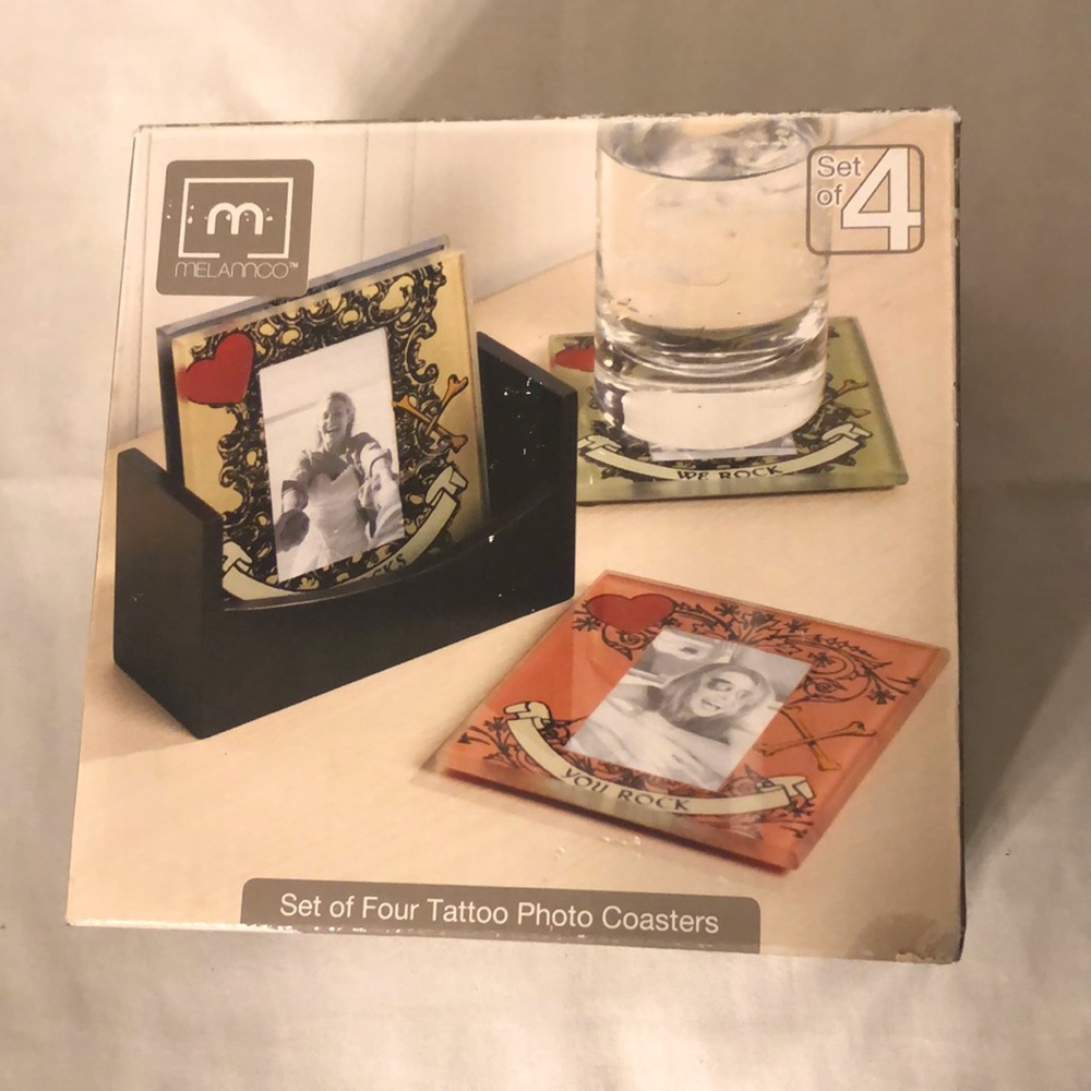 4pc Set Glass Photo Coaster Set